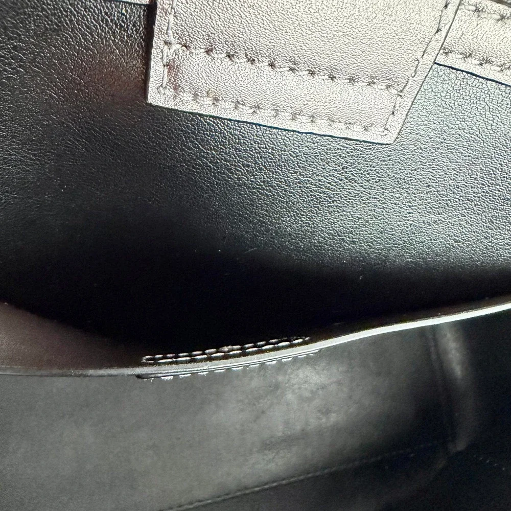 Kate Spade Metallic Pewter Leather Tote Bag Triple Compartment Handbag Gunmetal